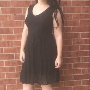 V-neck black lace dress